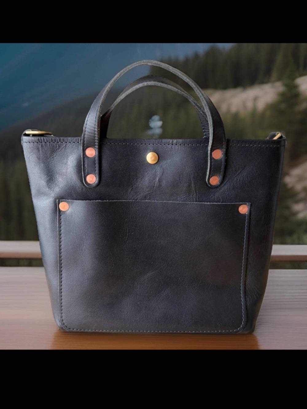 KMM & Co. Leather Black Harvest Mini Travel Tote